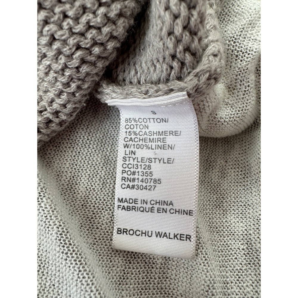 Brochure Walker Corbin Grey Knit Sweater Layered Linen Cotton XS - Picture 9 of 10